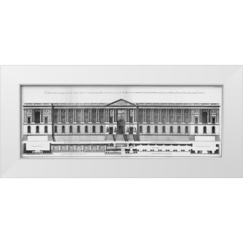 Louvre, Principal Facade White Modern Wood Framed Art Print by Blondel, Jacques Francois