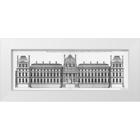 Louvre, Elevation South Facade Facing River White Modern Wood Framed Art Print by Blondel, Jacques Francois