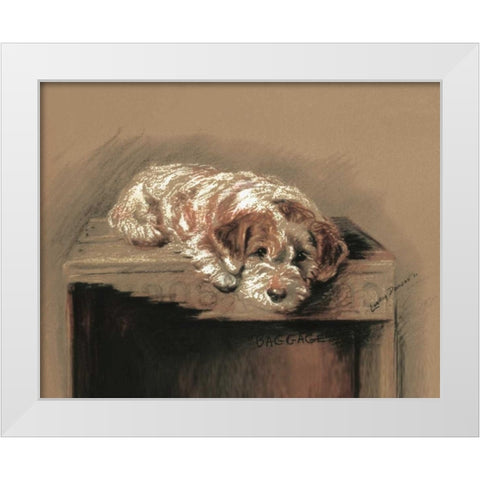 Terrier, Baggage White Modern Wood Framed Art Print by Dawson, Lucy