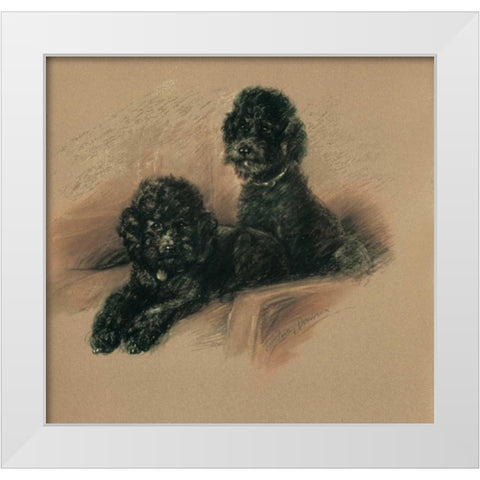 Poodles White Modern Wood Framed Art Print by Dawson, Lucy