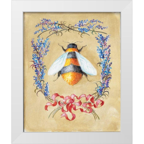 Honey Bee and Lavender White Modern Wood Framed Art Print by Neil, Lucy