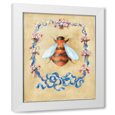 Honey Bee and Daisies White Modern Wood Framed Art Print by Neil, Lucy