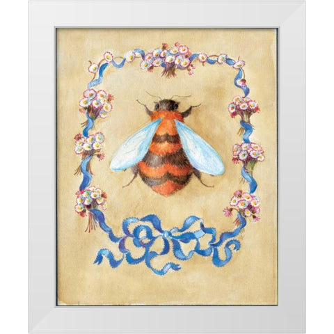 Honey Bee and Daisies White Modern Wood Framed Art Print by Neil, Lucy