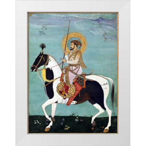 Shah Jahan White Modern Wood Framed Art Print by Anon, Mughal c1690