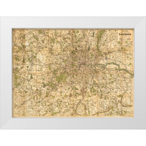 Map of London, 1902 White Modern Wood Framed Art Print by Bacon, George Washington