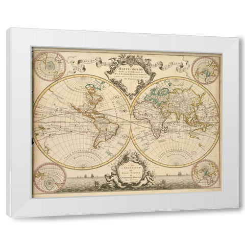 Mappe-Monde, 1730 White Modern Wood Framed Art Print by De LIsle, Guillaume