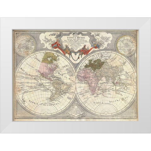 Lotter Mappe-Monde White Modern Wood Framed Art Print by De LIsle, Guillaume