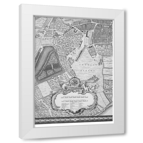 Roque Sectional map of London 1748 White Modern Wood Framed Art Print by Roque, John