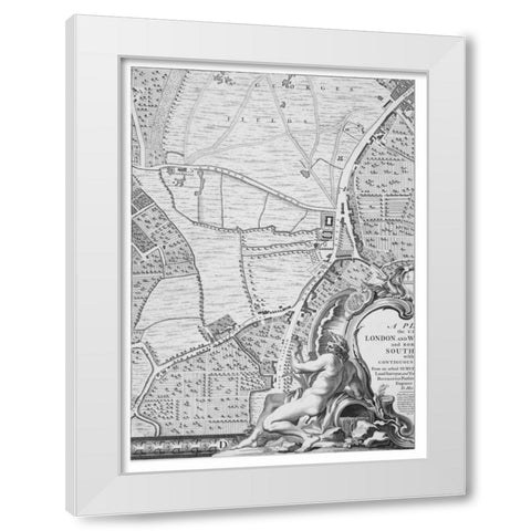 Roque Sectional map of London 1748 White Modern Wood Framed Art Print by Roque, John