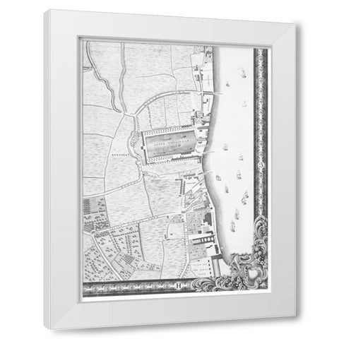 Roque Sectional map of London 1748 White Modern Wood Framed Art Print by Roque, John