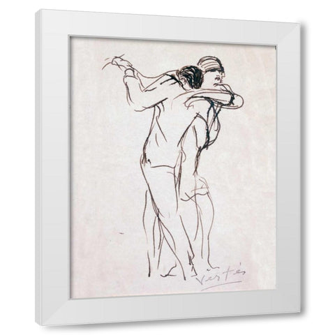 Dancers White Modern Wood Framed Art Print by Vertes, Marcel