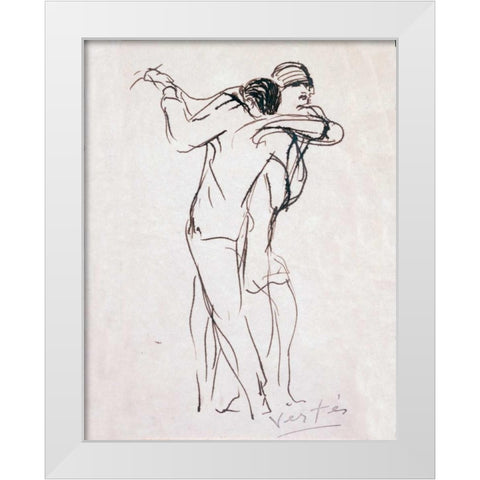 Dancers White Modern Wood Framed Art Print by Vertes, Marcel