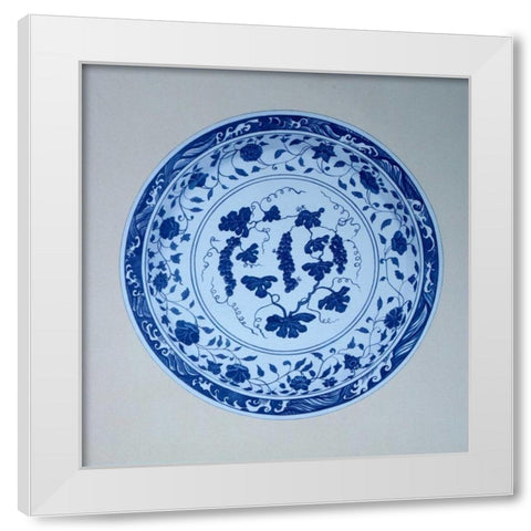 Ming, Vine and Grape Platter White Modern Wood Framed Art Print by Anderton, Caroline