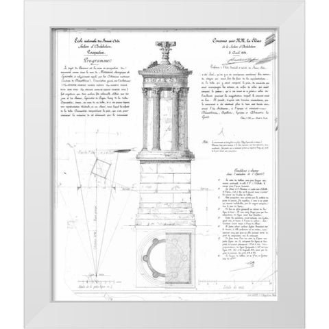 Tower of Lysicrates White Modern Wood Framed Art Print by Stuart and Revett