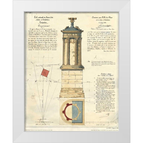Tower of Lysicrates White Modern Wood Framed Art Print by Stuart and Revett