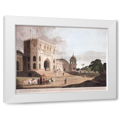 Gate of a Mosque at Phillibeat White Modern Wood Framed Art Print by Daniells,Thomas and Wm