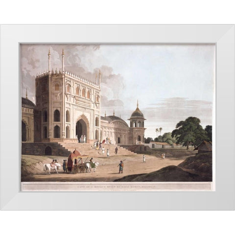 Gate of a Mosque at Phillibeat White Modern Wood Framed Art Print by Daniells,Thomas and Wm