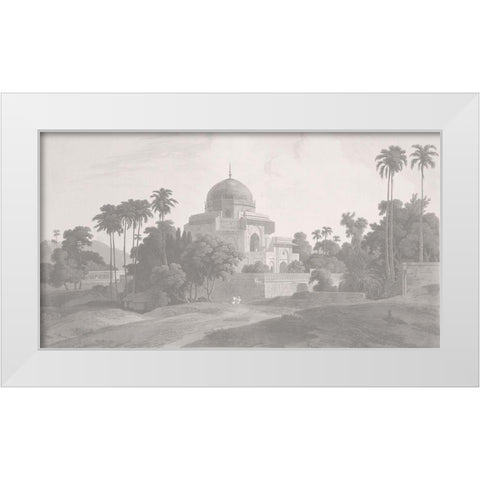 Mausoleum at Chunar Gur, Sepia White Modern Wood Framed Art Print by Daniells, Thomas and Wm