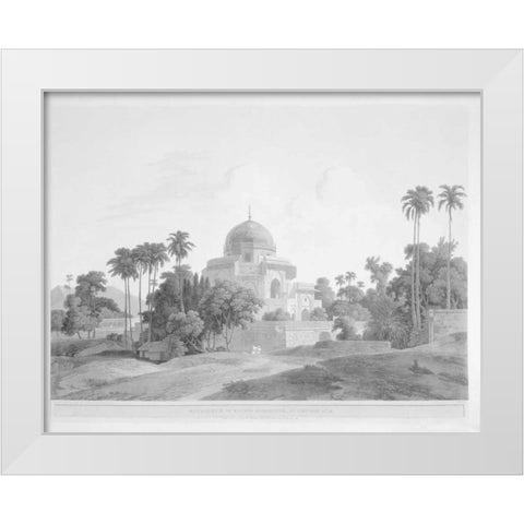 Mausoleum at Chunar Gar White Modern Wood Framed Art Print by Daniells,Thomas and Wm