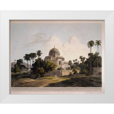 Mausoleum at Chunar Gar White Modern Wood Framed Art Print by Daniells,Thomas and Wm