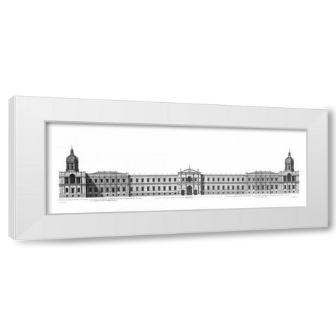 Elevation, Palace of Whitehall towards River White Modern Wood Framed Art Print by Campbell, Colin