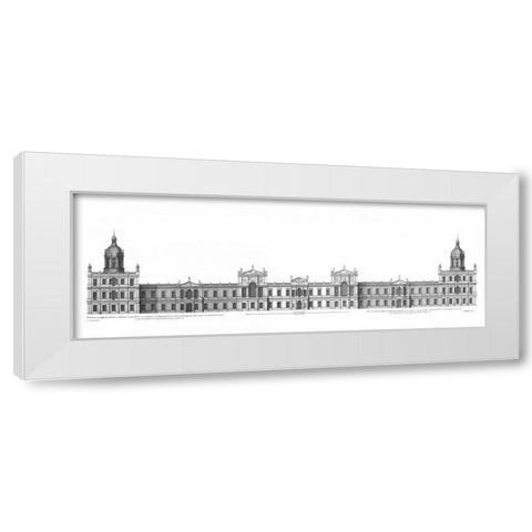 Elevation, Palace of Whitehall towards Park White Modern Wood Framed Art Print by Campbell, Colin