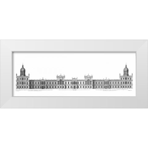 Elevation, Palace of Whitehall towards Park White Modern Wood Framed Art Print by Campbell, Colin