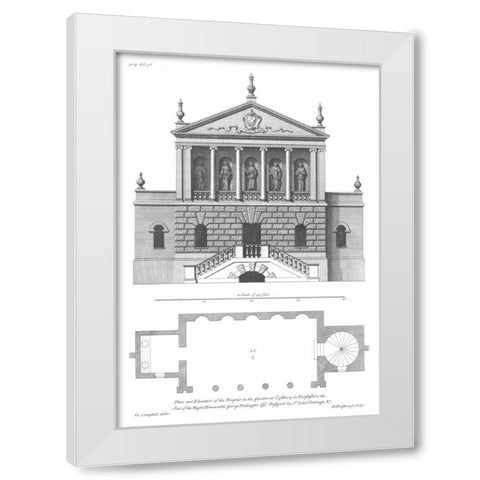 Plan and Elevation, Bagnio White Modern Wood Framed Art Print by Campbell, Colin