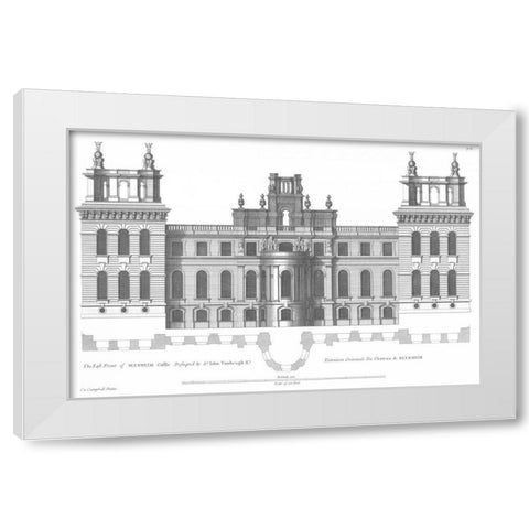 Elevation, East Front Blenheim Palace White Modern Wood Framed Art Print by Campbell, Colin