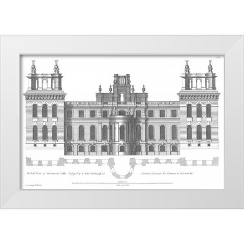Elevation, East Front Blenheim Palace White Modern Wood Framed Art Print by Campbell, Colin