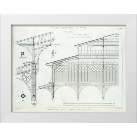 Les Halles, Paris, Grand Pavilion Details White Modern Wood Framed Art Print by Baltard, Victor