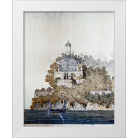 Vast Hostelry, West Elevation White Modern Wood Framed Art Print by Postolle, Victor
