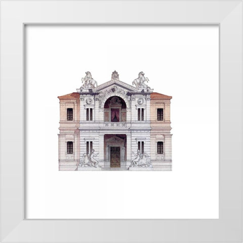 Entrance Detail, Riding Academy White Modern Wood Framed Art Print by Postolle, Victor