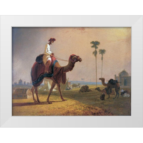 Camel and Rider White Modern Wood Framed Art Print by Daniell, William