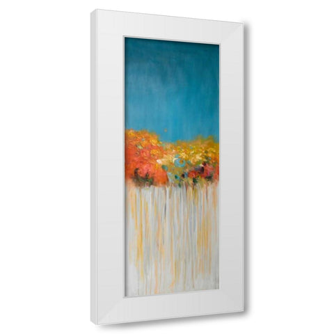 Colorful Abstract Flowers White Modern Wood Framed Art Print by Atelier B Art Studio