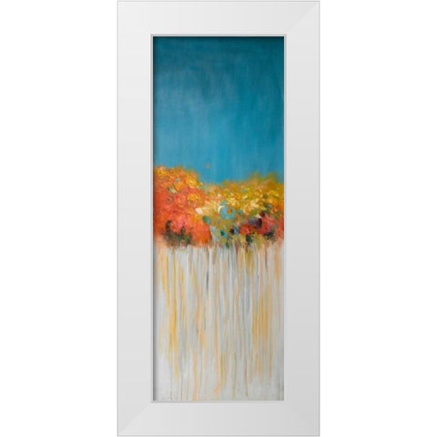 Colorful Abstract Flowers White Modern Wood Framed Art Print by Atelier B Art Studio