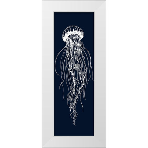 WHITE JELLYFISH ILLUSTRATION White Modern Wood Framed Art Print by Atelier B Art Studio