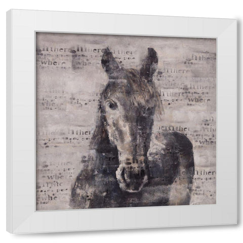 ABSTRACT HORSE WITH TYPOGRAPHY White Modern Wood Framed Art Print by Atelier B Art Studio