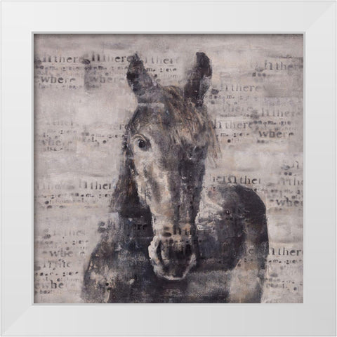 ABSTRACT HORSE WITH TYPOGRAPHY White Modern Wood Framed Art Print by Atelier B Art Studio