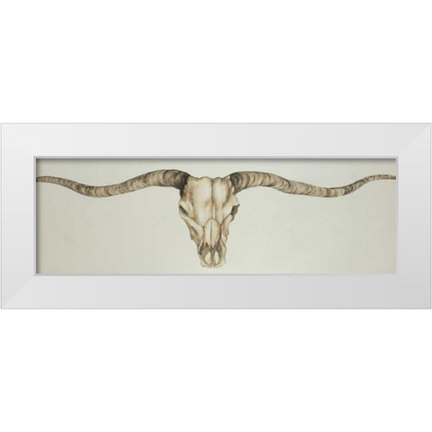 Long Horn Skull Country White Modern Wood Framed Art Print by Atelier B Art Studio