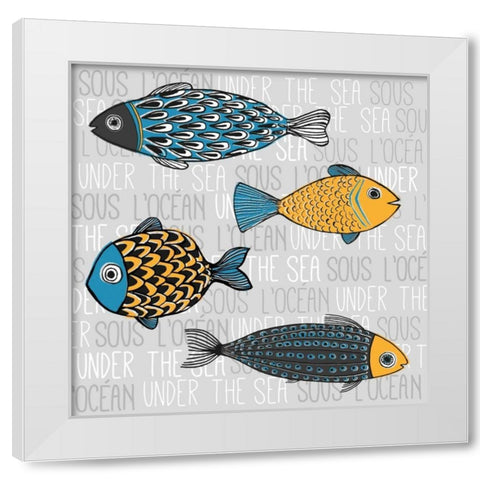 Illustration of Nautical Fishs White Modern Wood Framed Art Print by Atelier B Art Studio