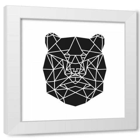 Geometric Bear Head White Modern Wood Framed Art Print by Atelier B Art Studio
