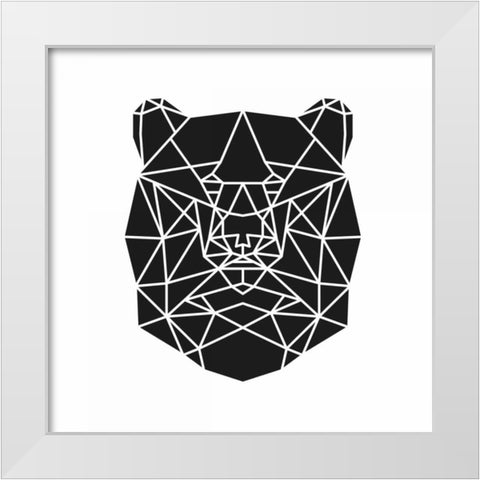 Geometric Bear Head White Modern Wood Framed Art Print by Atelier B Art Studio