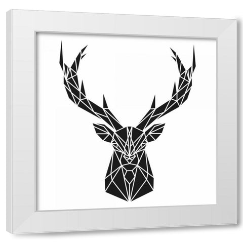 Geometric Deer Head White Modern Wood Framed Art Print by Atelier B Art Studio