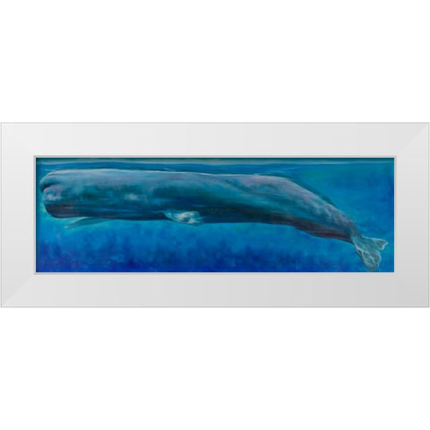Sperm Whale White Modern Wood Framed Art Print by Atelier B Art Studio