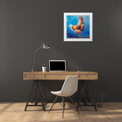 Beautiful Rooster White Modern Wood Framed Art Print by Atelier B Art Studio