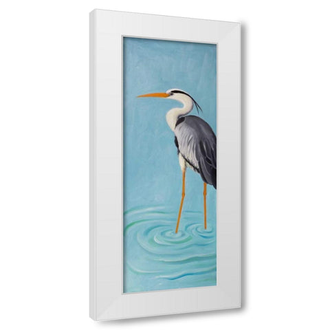 Grey Heron White Modern Wood Framed Art Print by Atelier B Art Studio