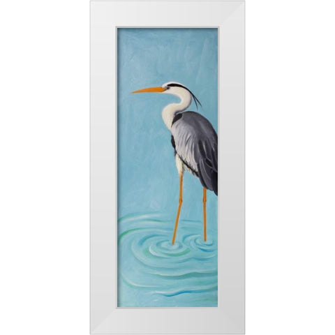 Grey Heron White Modern Wood Framed Art Print by Atelier B Art Studio