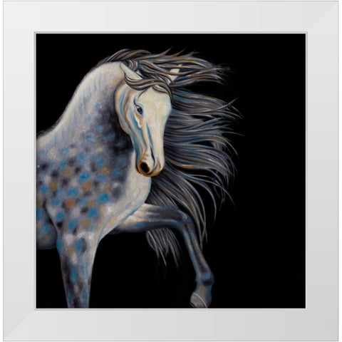 Abstract Horse White Modern Wood Framed Art Print by Atelier B Art Studio