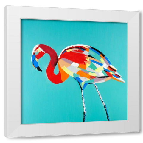 Abstract Flamingo White Modern Wood Framed Art Print by Atelier B Art Studio